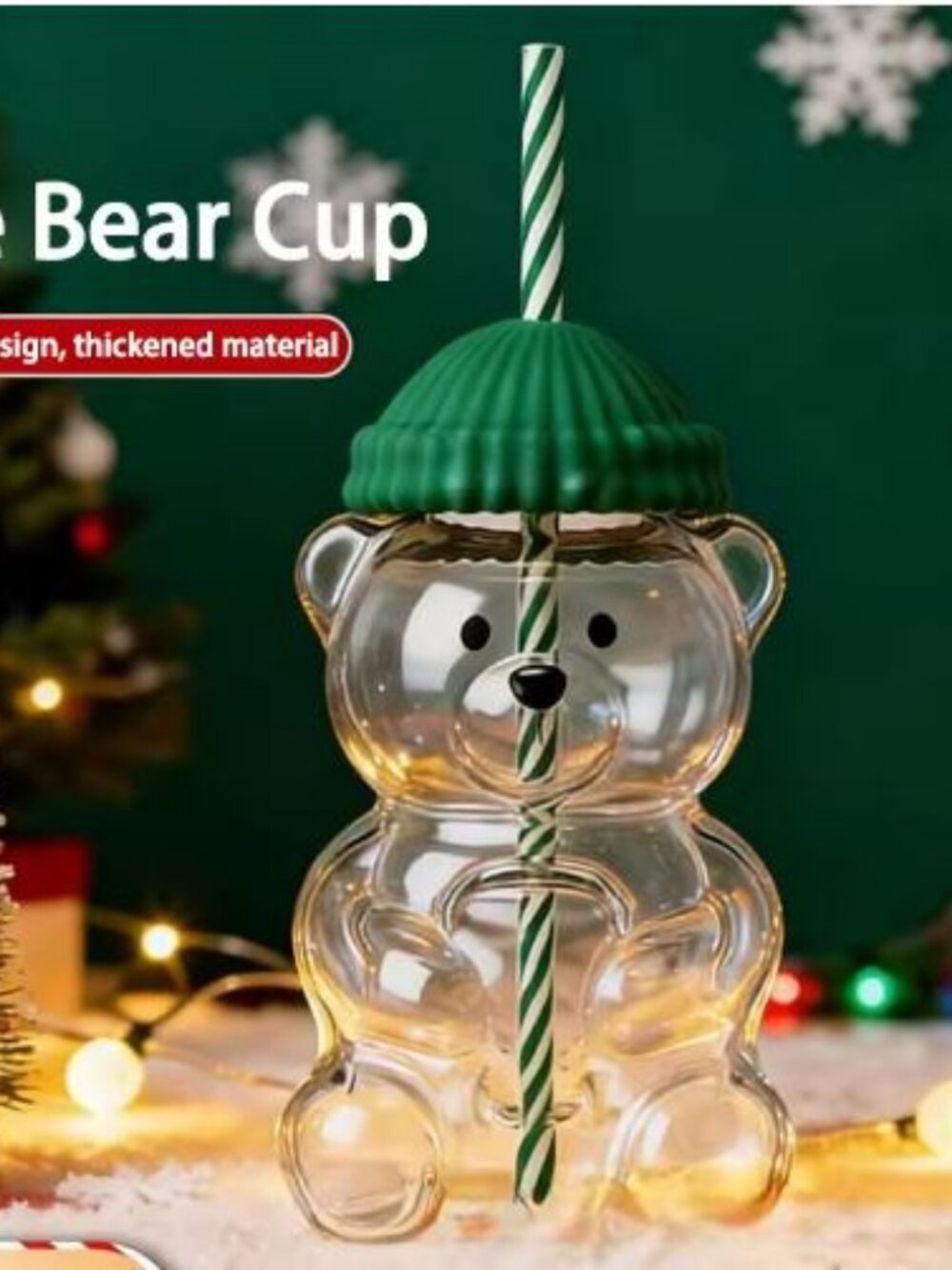 2026 New Cute Teddy Bear Straw Glass, 20 Ounces Reusable,